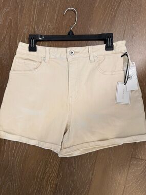 1. State Women's Cream High-Rise Denim Shorts - Neutral